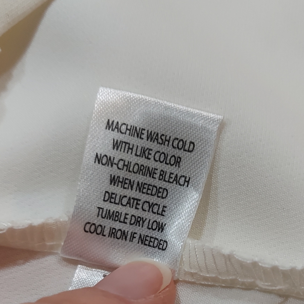Off White Short Sleeve Blouse Cut Out Women's S - Picture 16 of 16